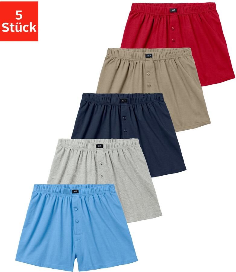 H.I.S Wijde boxershort Heren boxer wijdte pasvorm comfortband van katoen-stretch (set 5 stuks) - Foto 5