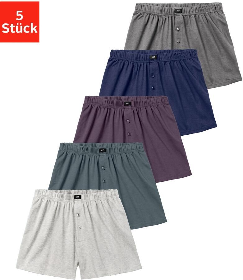 H.I.S Wijde boxershort Heren boxer wijdte pasvorm comfortband van katoen-stretch (set 5 stuks) - Foto 2
