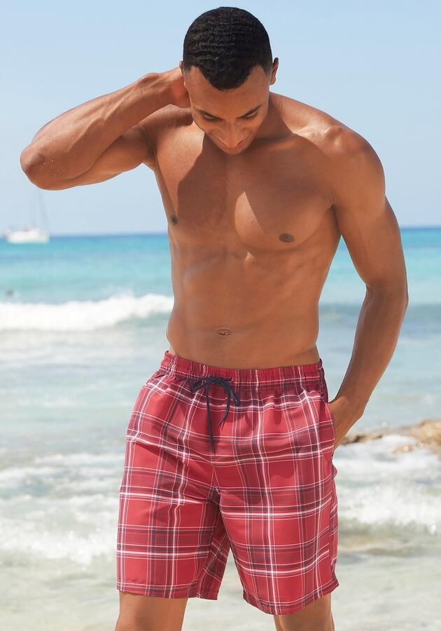 H.I.S Zwemshort Geruit met contrastkleurig koord - Foto 4