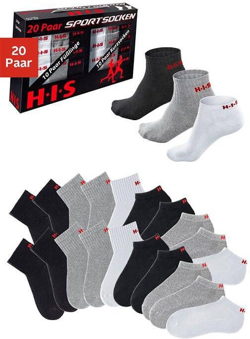 H.I.S Korte sokken en sneakersokken met frotté (box 20 paar)