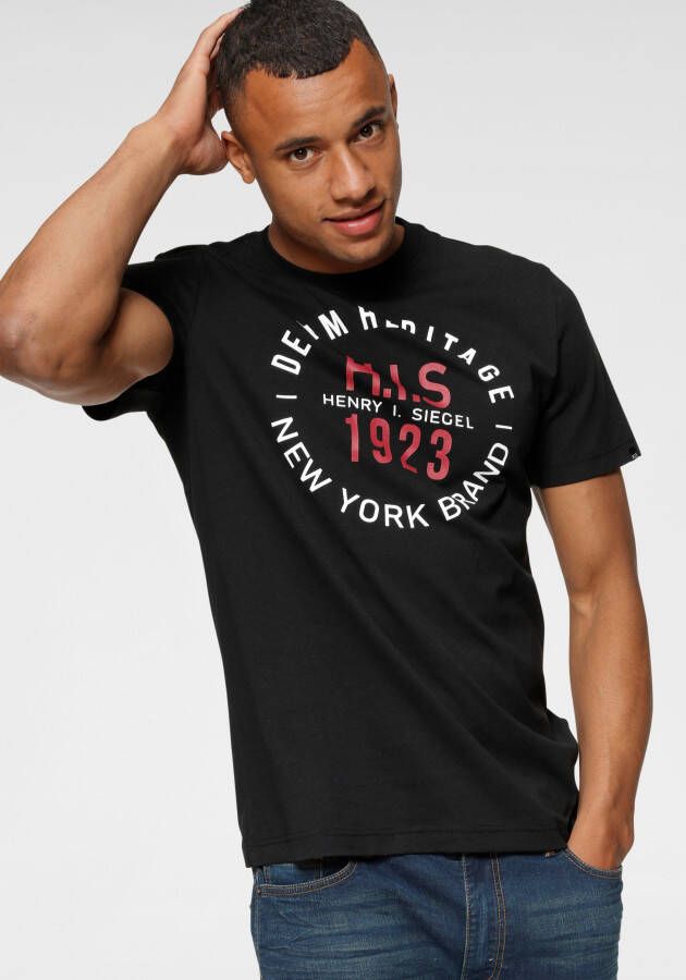 H.I.S Shirt met ronde hals met merkprint