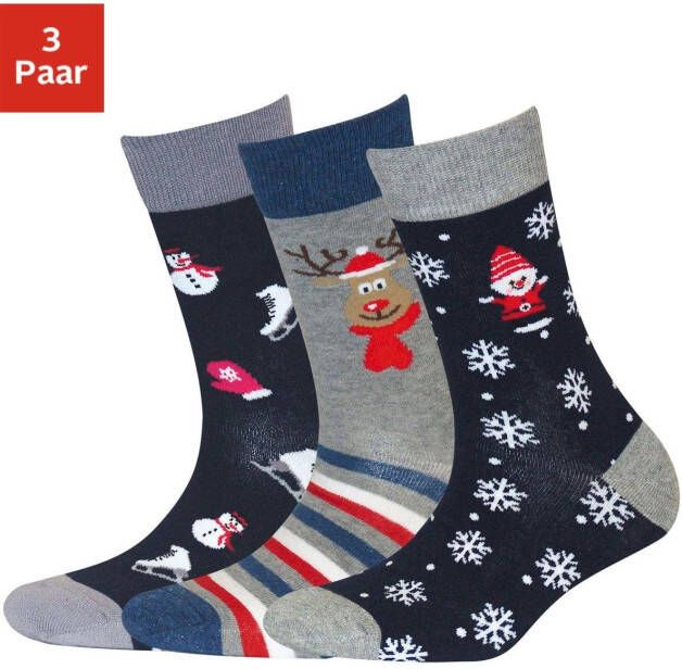 H.I.S Sokken met kerstdesign (set 3 paar)