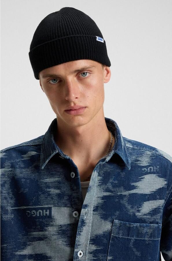 HUGO Blue Beanie Xiav Unisex met wol - Foto 2