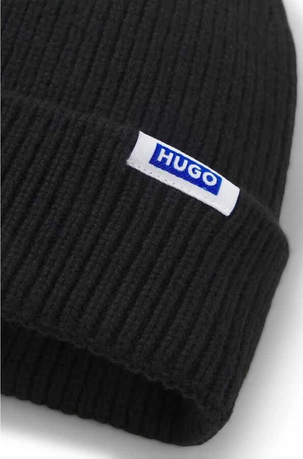 HUGO Blue Beanie Xiav Unisex met wol - Foto 3