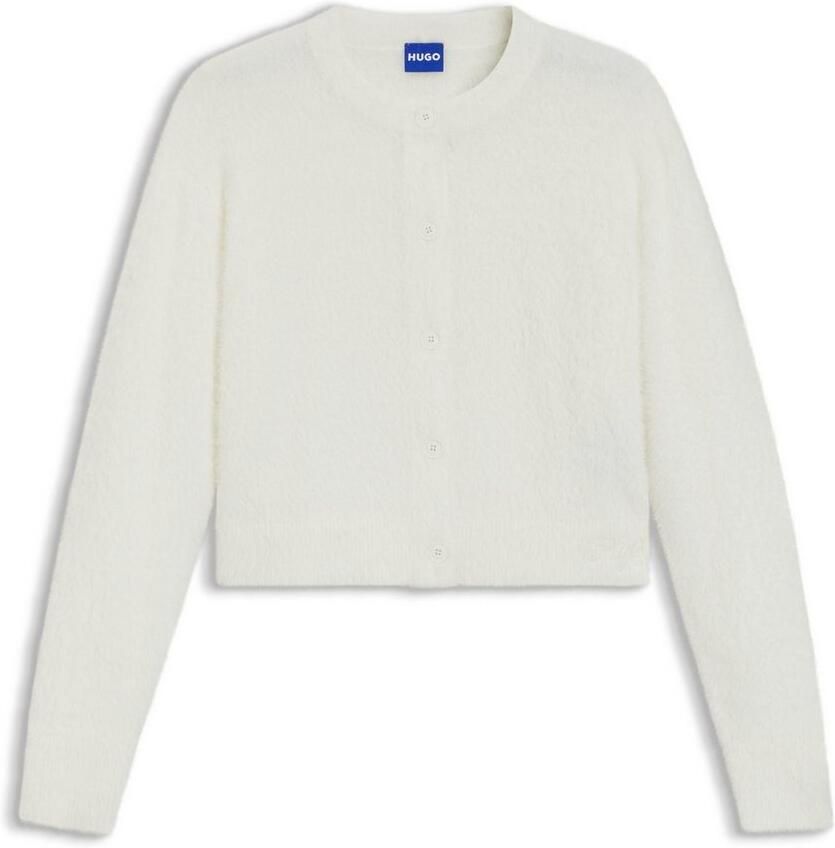 Hugo Blue Regular fit gebreid jack met labelstitching model 'SFURRY'