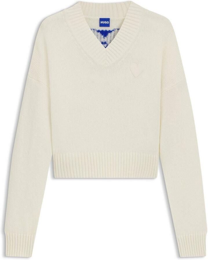 Hugo Blue Korte gebreide pullover van scheerwolmix model 'SCUTIE_B'