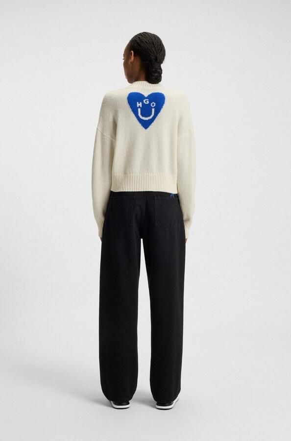 Hugo Blue Korte gebreide pullover van scheerwolmix model 'SCUTIE_B' - Foto 4