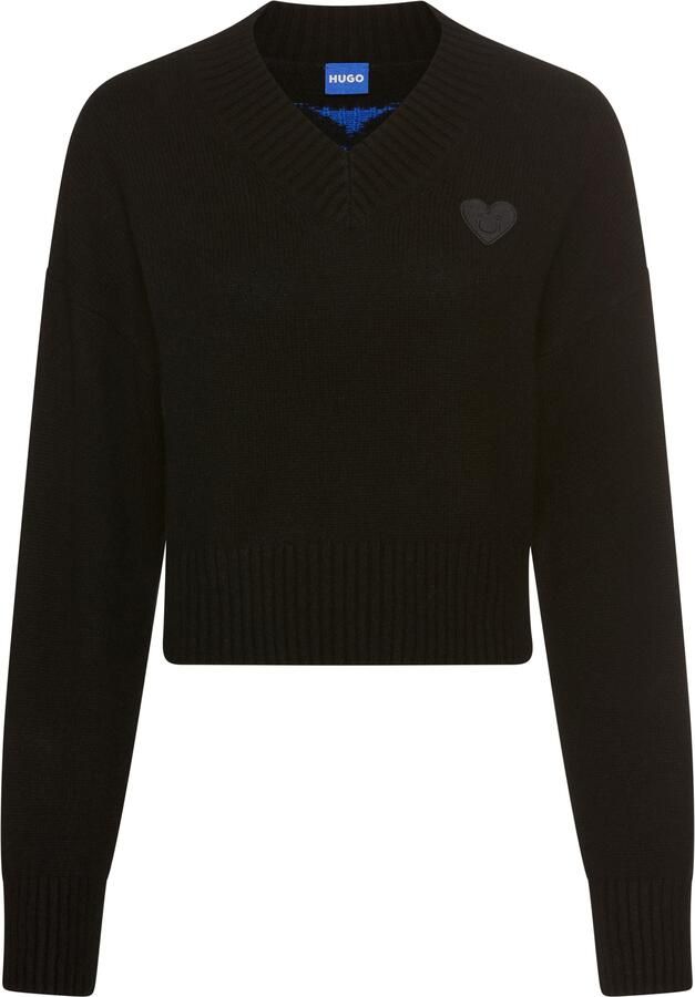 HUGO Blue Gebreide trui Scutie Relaxed Fit in cropped-lengte
