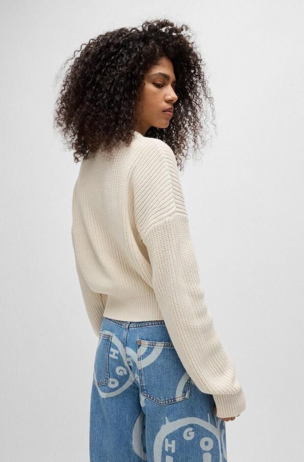 HUGO Blue Gebreide trui Slogery met "happy hugo" badge - Foto 10