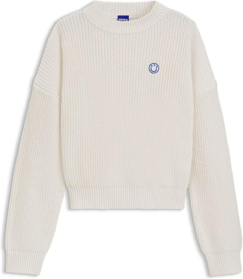 HUGO Blue Gebreide trui Slogery met "happy hugo" badge - Foto 2