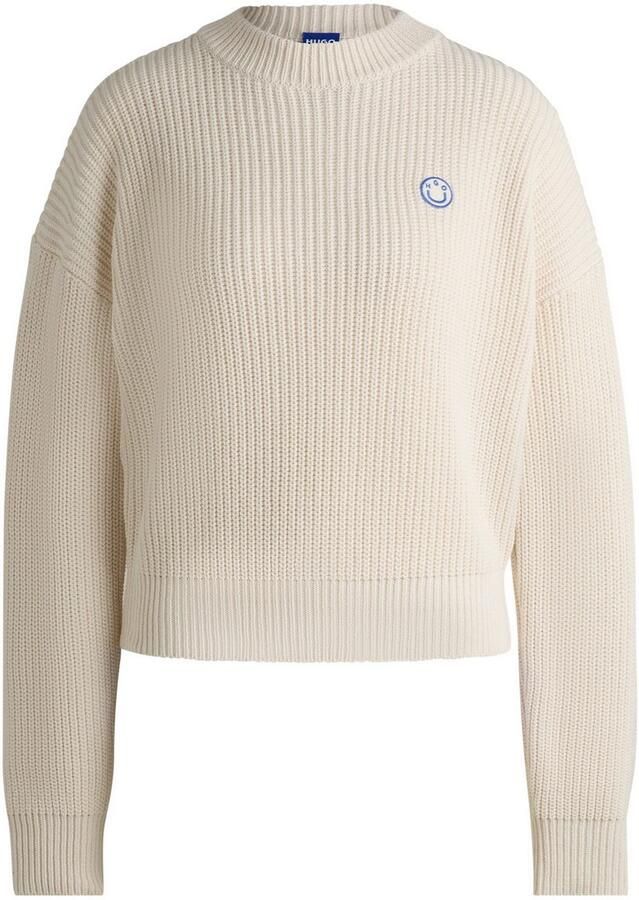 HUGO Blue Gebreide trui Slogery met "happy hugo" badge - Foto 3