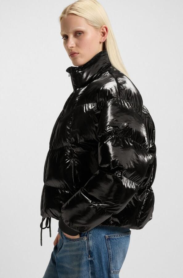 HUGO Blue Gewatteerde jas FIORELLA in verkorte lengte trekkoord in de zoom - Foto 4