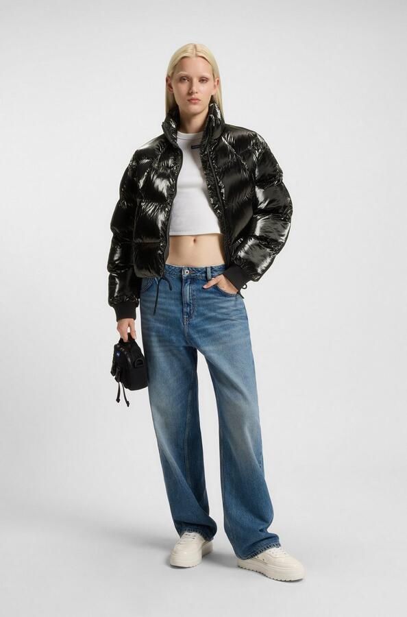 HUGO Blue Gewatteerde jas FIORELLA in verkorte lengte trekkoord in de zoom - Foto 5