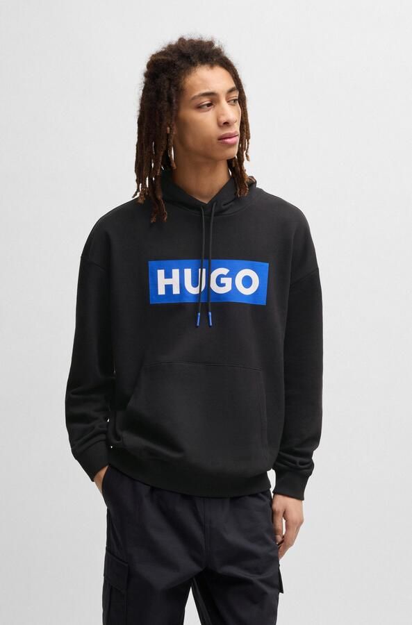 HUGO Blue Hoodie Nalves met grote logo-opdruk unisex - Foto 10