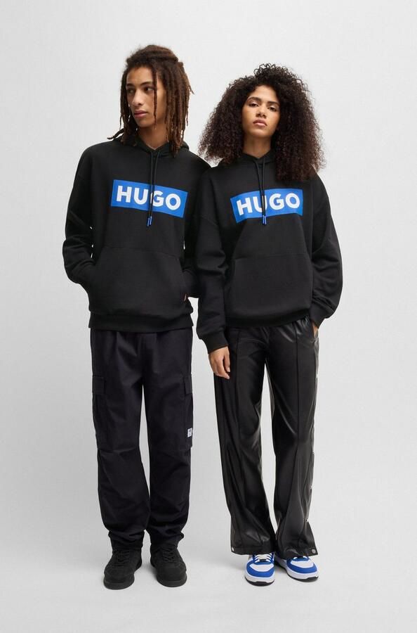 HUGO Blue Hoodie Nalves met grote logo-opdruk unisex - Foto 8