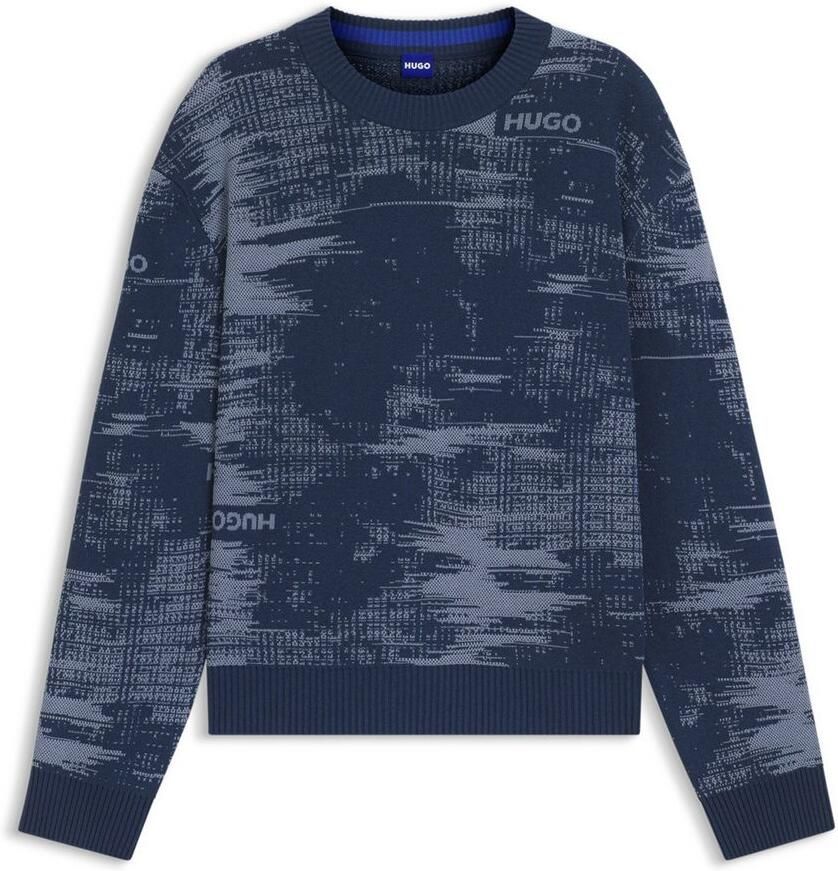 Hugo Blue Regular fit gebreide pullover van katoenmix model 'SORBAS' - Foto 2