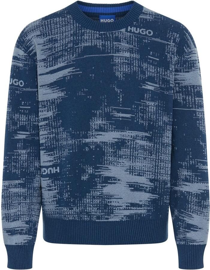 Hugo Blue Regular fit gebreide pullover van katoenmix model 'SORBAS' - Foto 3