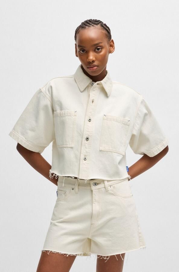 HUGO Blue Jeans blouse Getecna met gesneden zoom - Foto 7