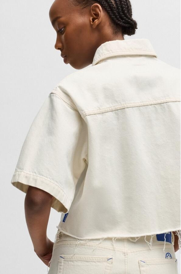 HUGO Blue Jeans blouse Getecna met gesneden zoom - Foto 4