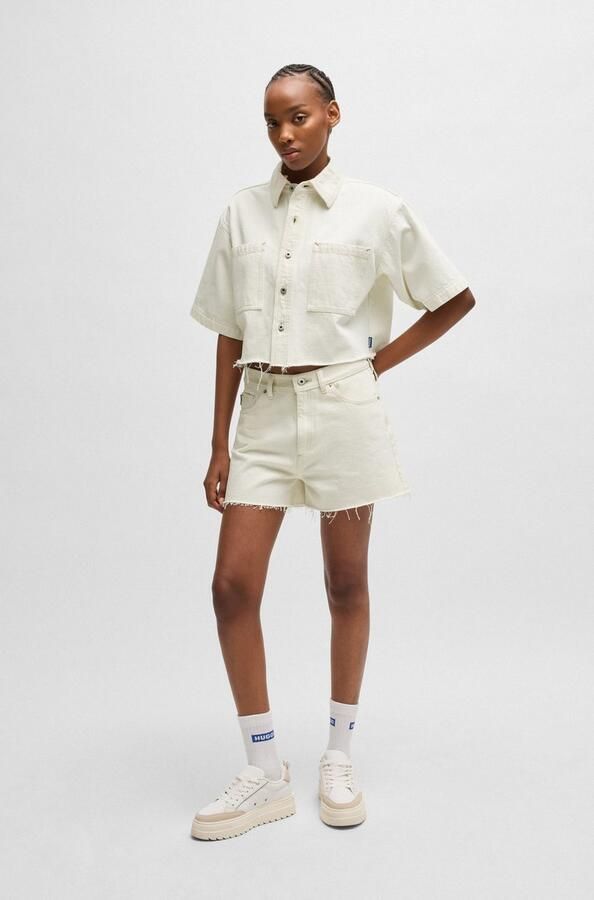 HUGO Blue Jeans blouse Getecna met gesneden zoom - Foto 6