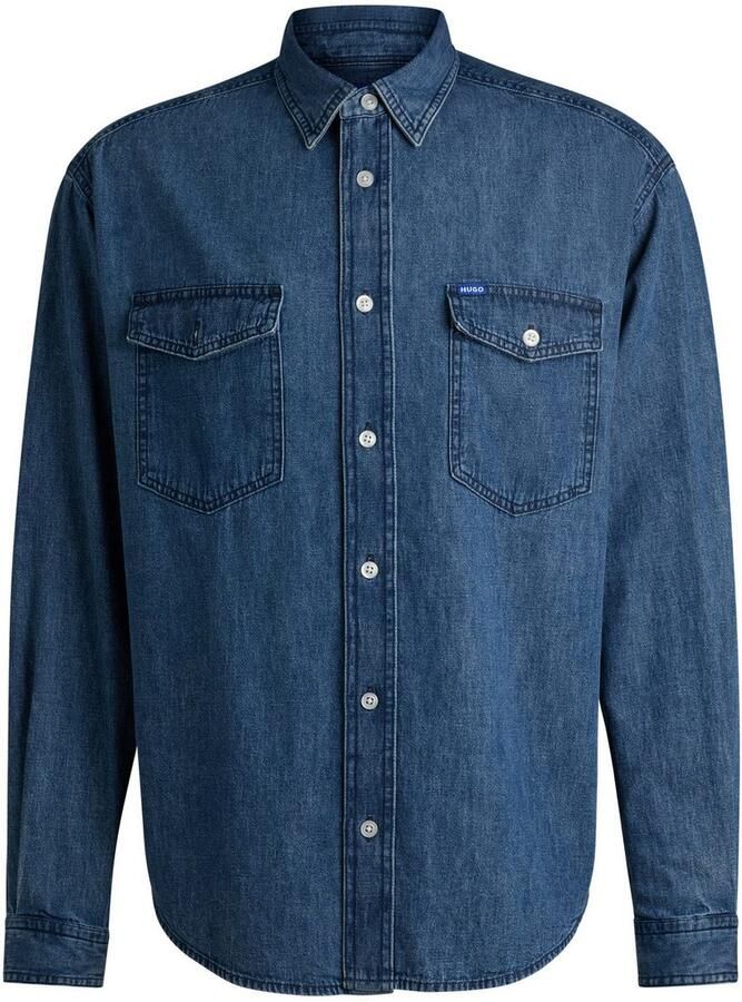 Hugo Blue Regular fit jeansoverhemd met borstzakken model 'Ebino' - Foto 2