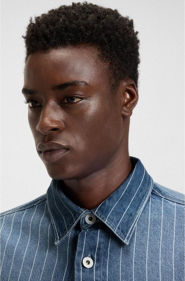 HUGO Blue Jeans overhemd Ebolt van gestreept denim - Foto 3