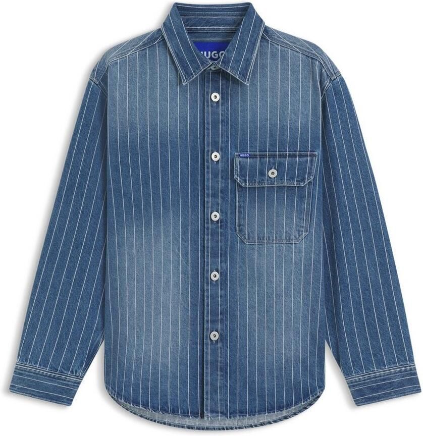 HUGO Blue Jeans overhemd Ebolt van gestreept denim - Foto 2