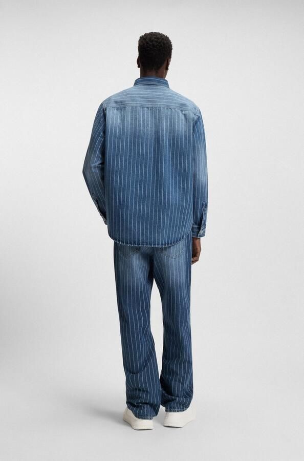 HUGO Blue Jeans overhemd Ebolt van gestreept denim - Foto 6