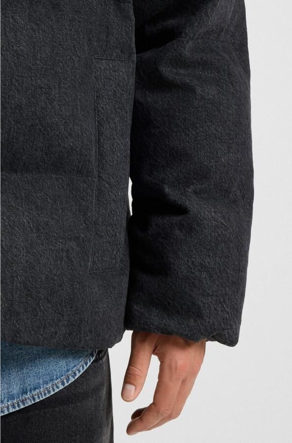 HUGO Blue Jeansjack Bowan contrasterende capuchon losse pasvorm denim met vintage-wassing - Foto 4