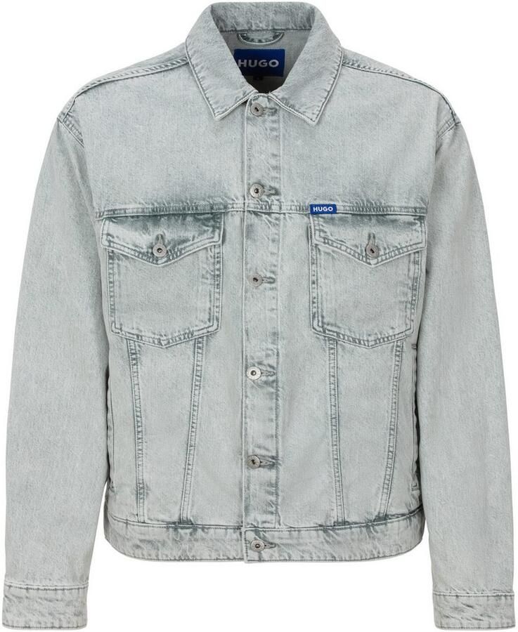 HUGO Blue Jeansjack Dex met lederen boss badge - Foto 3