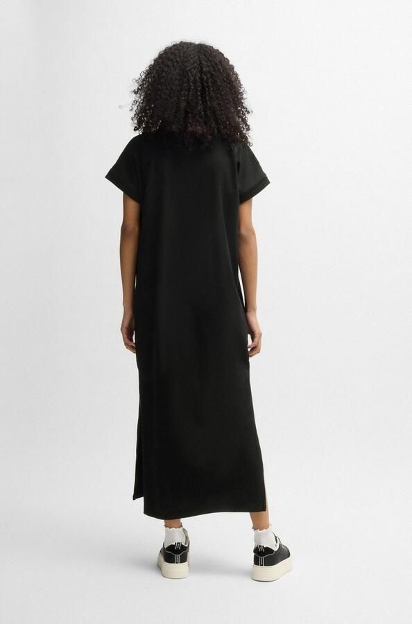 HUGO Blue Jerseyjurk NALLE Oversized met split met logoborduursel jersey