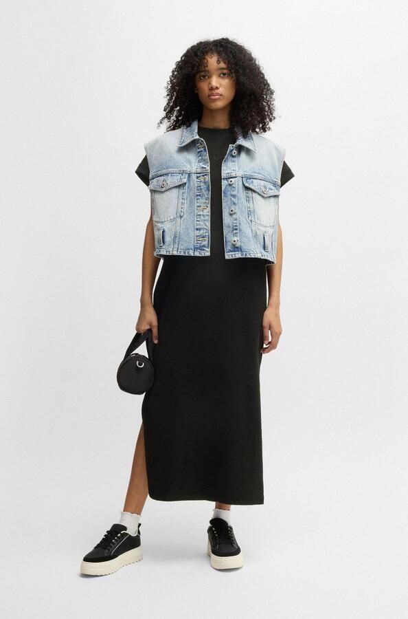 HUGO Blue Jerseyjurk NALLE Oversized met split met logoborduursel jersey - Foto 4