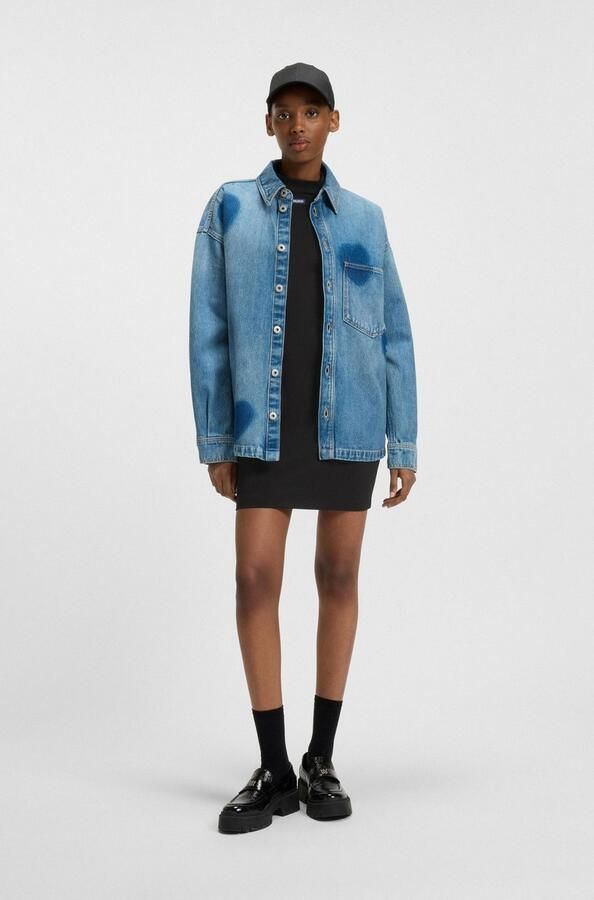 HUGO Blue Jerseyjurk Nilla met sportieve duimopeningen - Foto 4