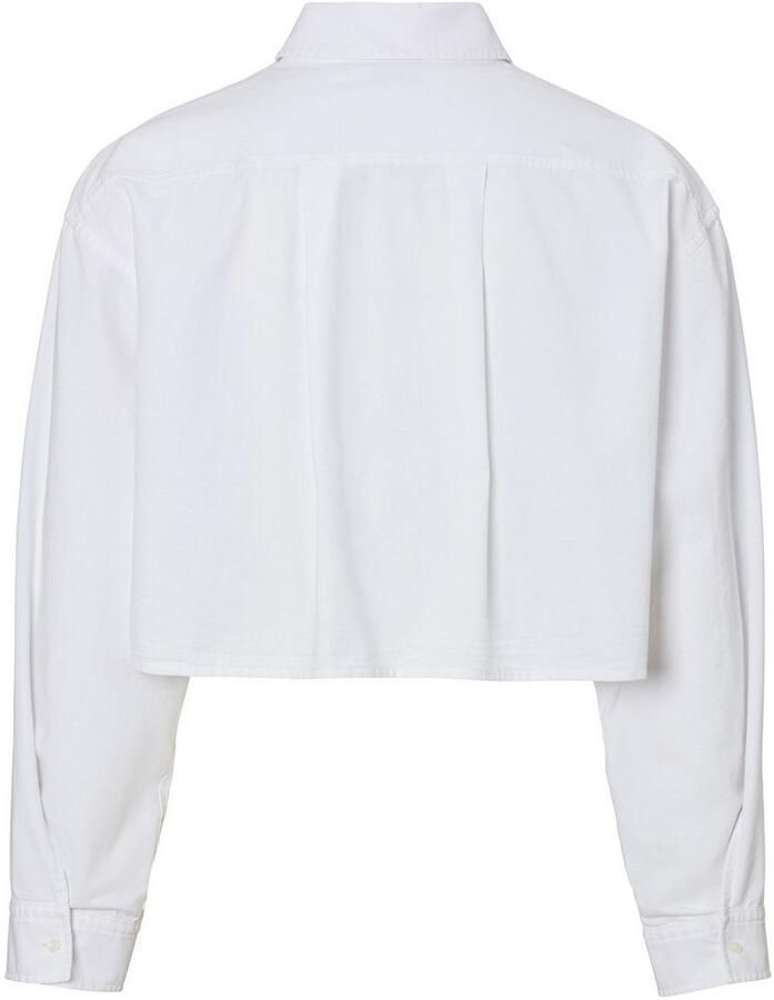 HUGO Blue Klassieke blouse ERISA Oxford kwaliteit tonale logoborduursel cropped style fashion