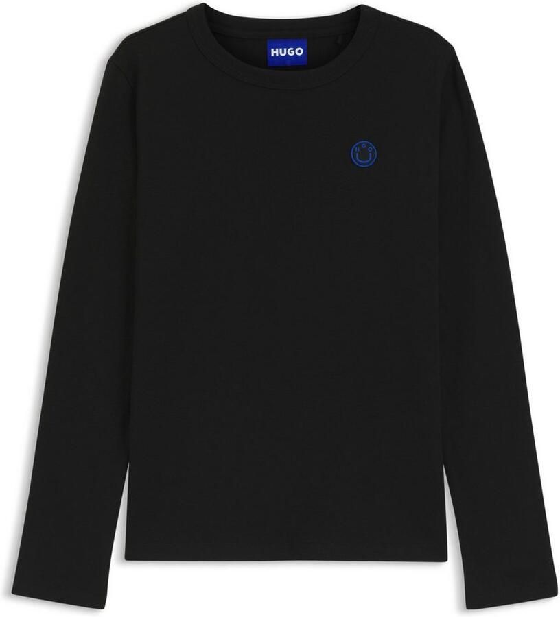 Hugo Blue Shirt met lange mouwen en geribde ronde hals model 'Daliria' - Foto 2