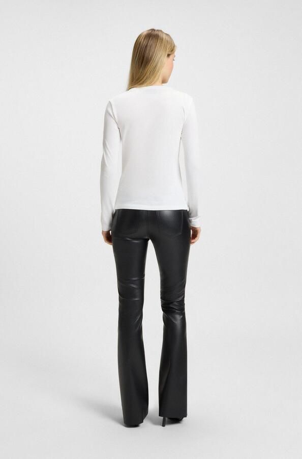 Hugo Blue Shirt met lange mouwen en geribde ronde hals model 'Daliria' - Foto 8