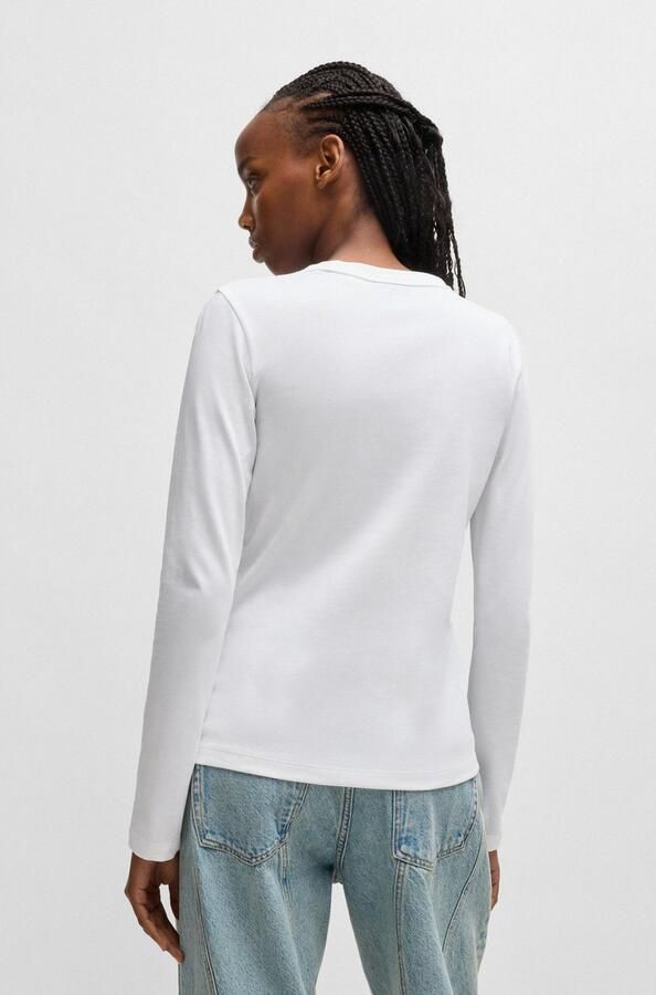 Hugo Blue Shirt met lange mouwen en geribde ronde hals model 'Daliria' - Foto 9