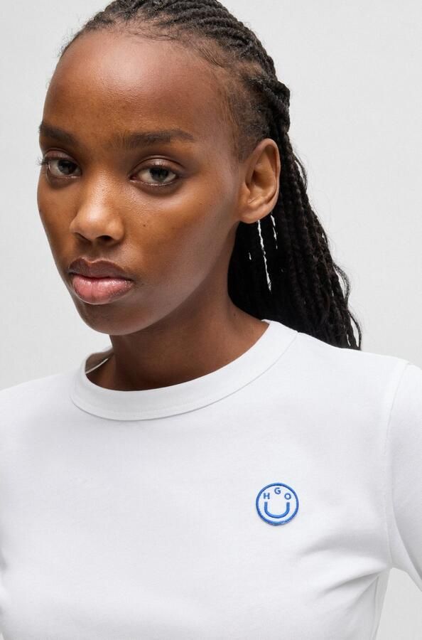 Hugo Blue Shirt met lange mouwen en geribde ronde hals model 'Daliria' - Foto 10