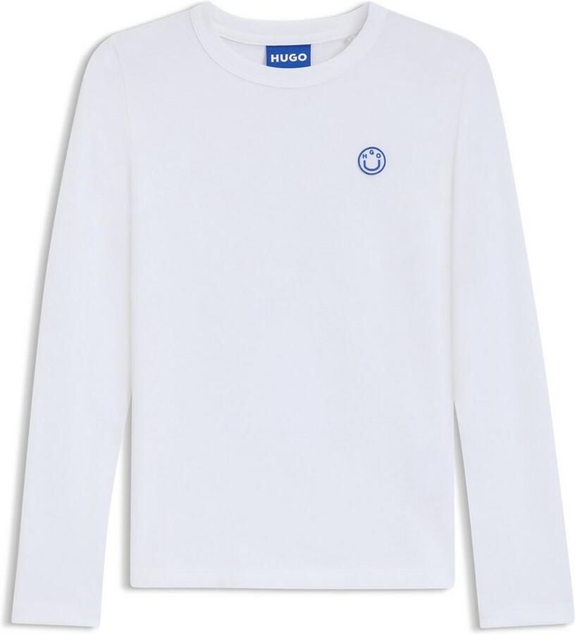 Hugo Blue Shirt met lange mouwen en geribde ronde hals model 'Daliria'