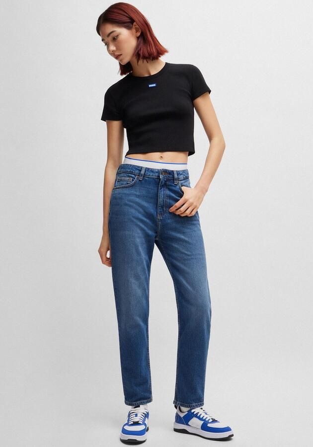 HUGO Blue Mom jeans Noe Straight fit jeans met hoge taille - Foto 6
