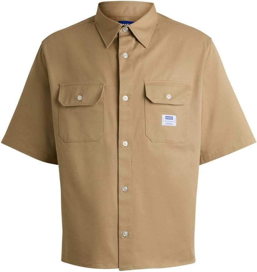 HUGO Blue Overhemd met korte mouwen Ekyno met contrasterend logo-badge op de borst - Foto 2