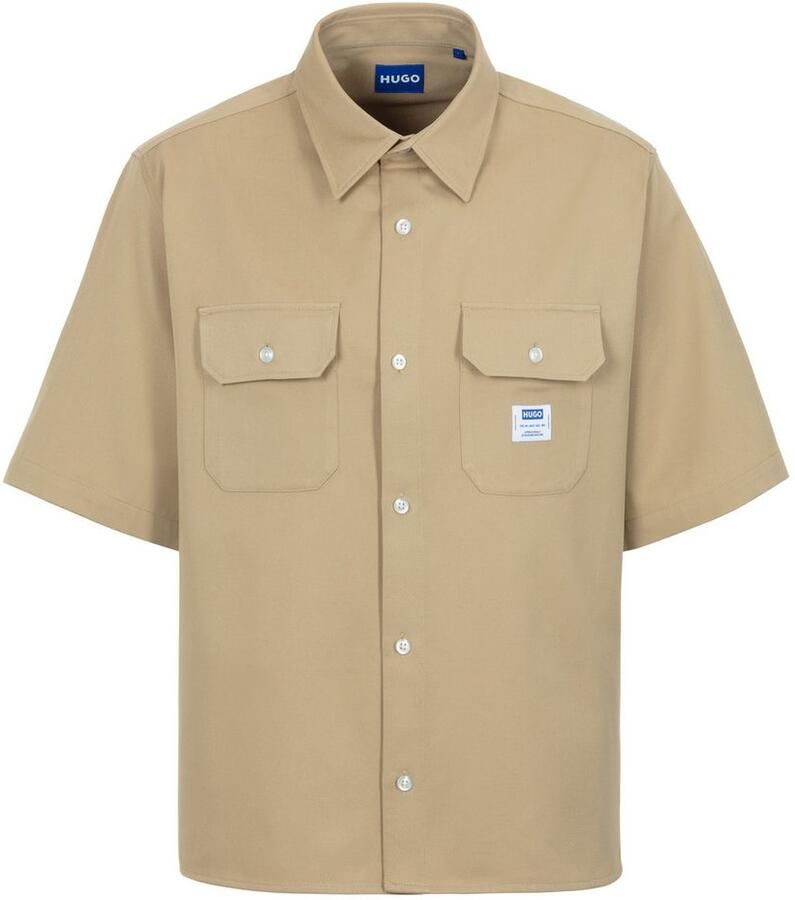HUGO Blue Overhemd met korte mouwen Ekyno met contrasterend logo-badge op de borst - Foto 3