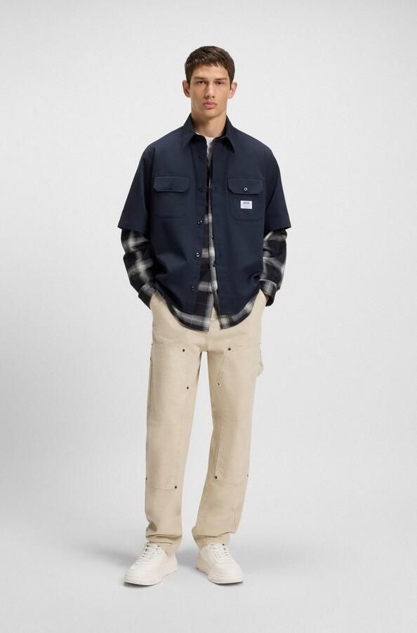 HUGO Blue Overhemd met korte mouwen Ekyno met contrasterend logo-badge op de borst - Foto 4