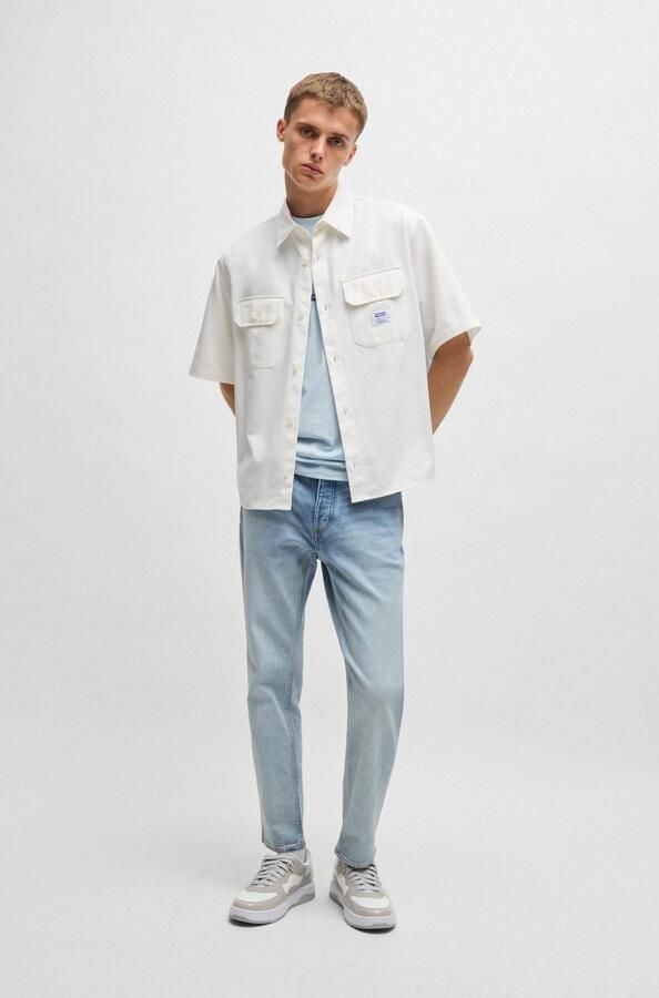 HUGO Blue Overhemd met korte mouwen Ekyno met contrasterend logo-badge op de borst - Foto 7