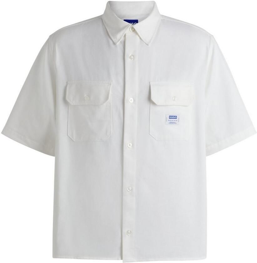 HUGO Blue Overhemd met korte mouwen Ekyno met contrasterend logo-badge op de borst - Foto 2