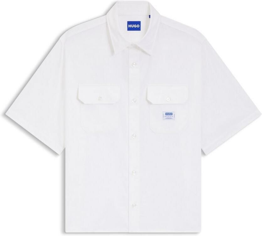 HUGO Blue Overhemd met korte mouwen Ekyno met contrasterend logo-badge op de borst - Foto 3