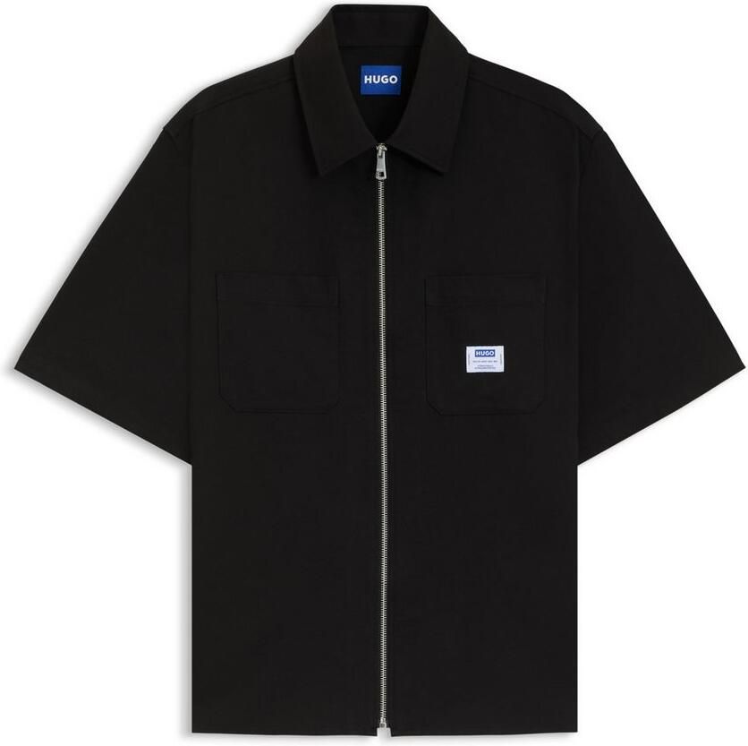HUGO Blue Overhemd met korte mouwen Ekyz met een ritssluiting