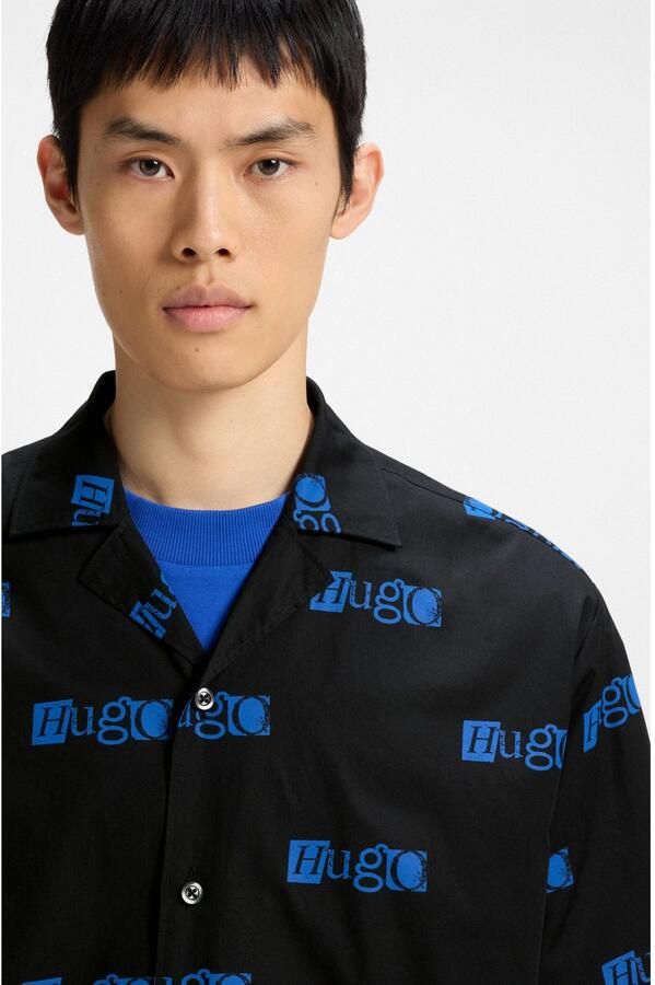 HUGO Blue Overhemd met korte mouwen Eligino met hugo logo-print - Foto 3