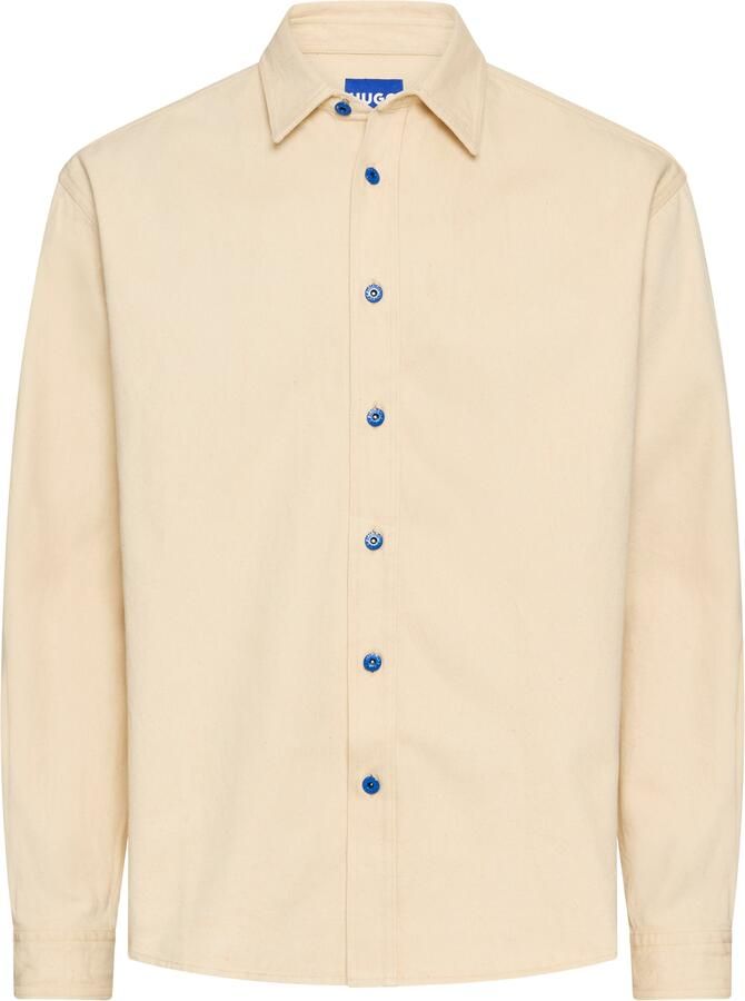 HUGO Blue Overhemd met lange mouwen Ebino met contrasterende knopen