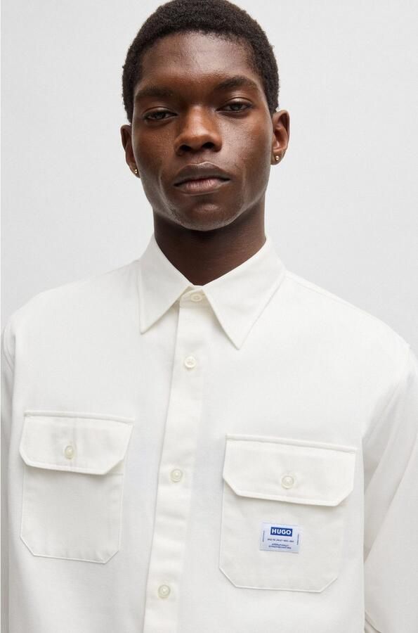 Hugo Blue Regular fit vrijetijdsoverhemd met paspelzakken op de borst model 'Ekynone' - Foto 4